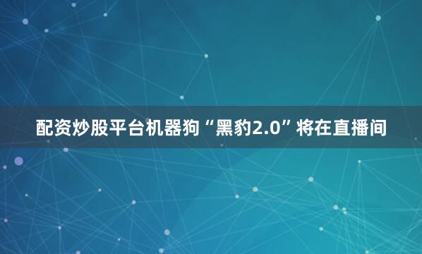 配资炒股平台机器狗“黑豹2.0”将在直播间